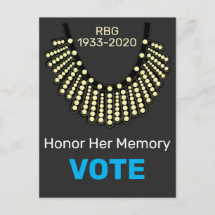 Carte Postale Ruth Bader Ginsberg honore son vote sur la mémoire