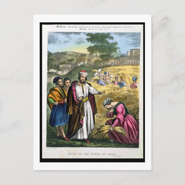 Carte Postale Ruth in the Field of Boaz, tiré d'une bible imprim (Devant)