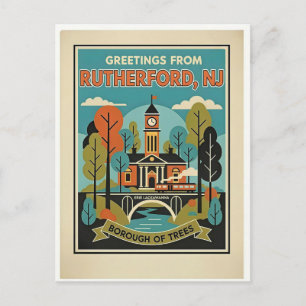Carte Postale Rutherford NJ Borough des Arbres Rétro