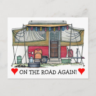 Carte Postale RV Cute Popup Camper Travel Trailer