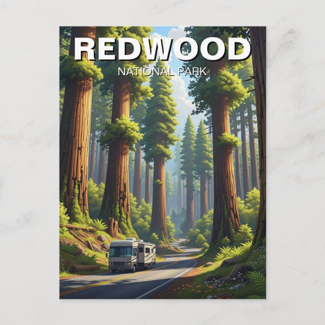 Carte Postale RV dans le parc national de Redwood (Devant)