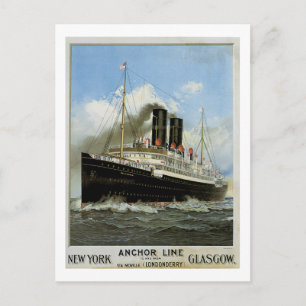 Carte Postale S.S. Caledonia - New York à et de Glasgow