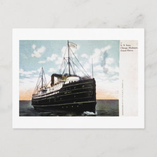Carte Postale S.S. Iowa, Chicago, Muskegon, Grand Haven