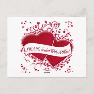 Carte Postale S.W.A.K. Scellé Avec Un Baiser ! Cœurs rouges