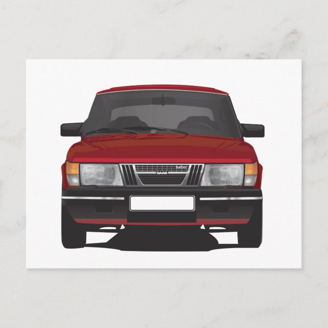 Carte Postale Saab 900 turbo (rouge) (Devant)