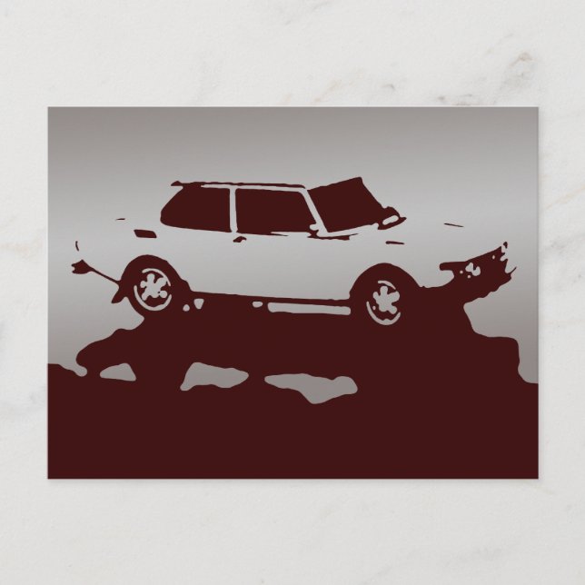 Carte postale Saab 99 Turbo - Argent dans le noir (Devant)