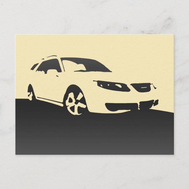 Carte Postale Saab 9-5 Aero front - Charbon sur arrière - plan c (Devant)