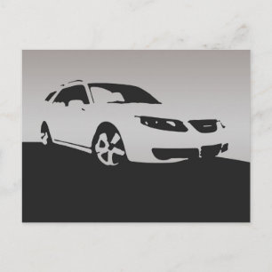 Carte Postale Saab 9-5 Aero front - Gray on charcoal background
