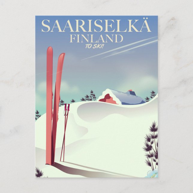 Carte Postale Saariselkä Finlande affiche de ski (Devant)
