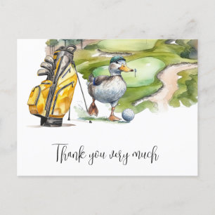 Carte Postale Sac de golf dans l'aquarelle de terrain de golf po