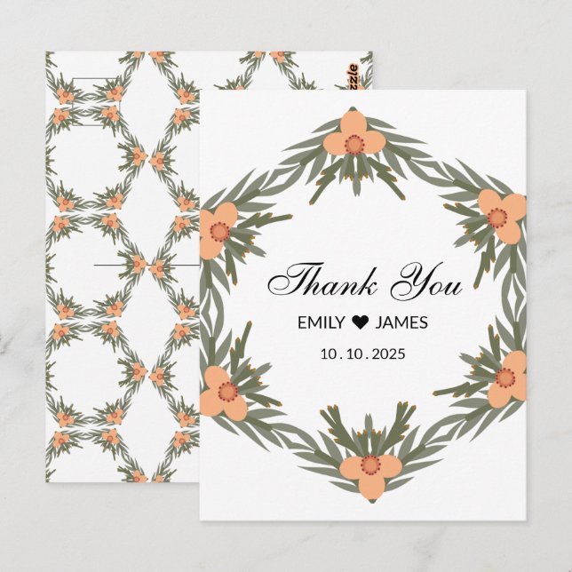 Carte Postale Sac de soutien de mariage - Nom et date personnali (Devant / Derrière)