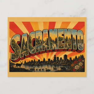 Carte Postale Sacramento CA Art de voyage vintage