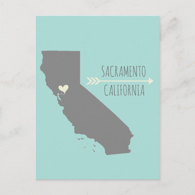 Carte Postale Sacramento, California Heart (Devant)