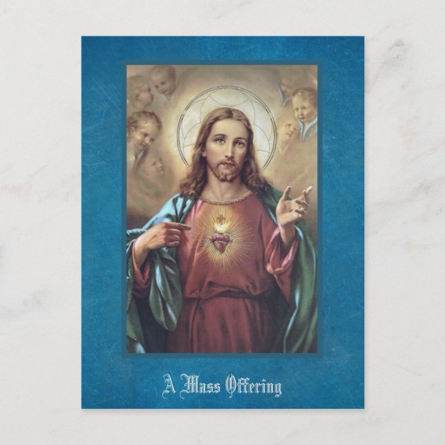 Carte Postale Sacré Coeur Jésus Messe Religieuse Offre (Devant)