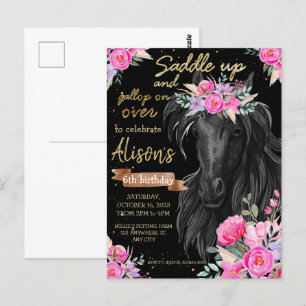 Carte Postale Saddup or Black Horse Cowgirl Anniversaire