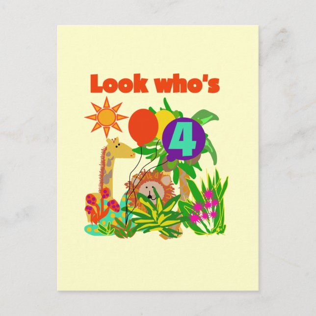 Carte Postale Safari 4e anniversaire Tshirts et cadeaux (Devant)