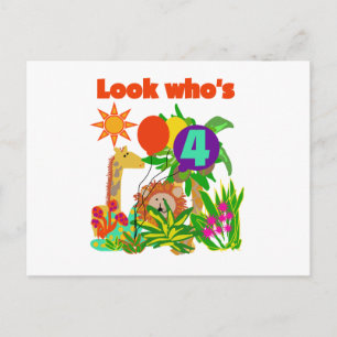 Carte Postale Safari 4e anniversaire Tshirts et cadeaux