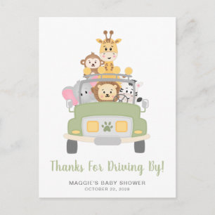 Carte Postale Safari Baby shower Merci Pour La Conduite En