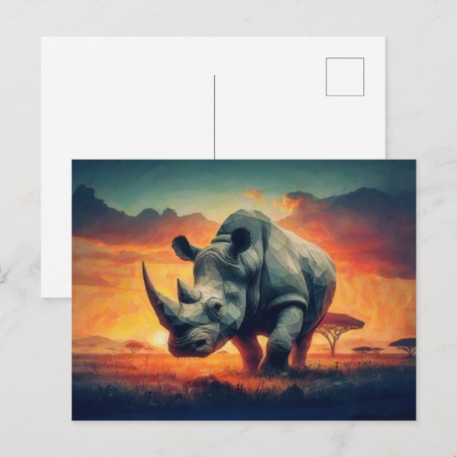 Carte Postale Safari Sunset Rhino (Devant / Derrière)