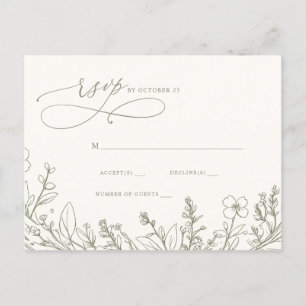 Carte Postale Sage Fleur sauvage Jardin boisé Floral RSVP