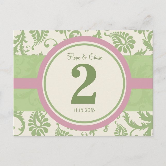 Carte Postale Sage Green et Dusy Rose Numéro de tableau (Devant)