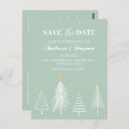 Carte Postale Sage Green hiver Noël Enregistrer la date Mariage