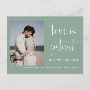 Carte Postale Sage Green Moderne Script Minimal Elopement Photo