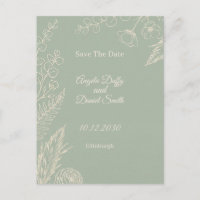 Sage Line Art Floral Enregistrer la Date