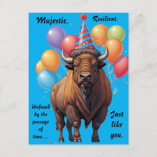 Carte Postale Sagesse d'anniversaire du bison stoïque
