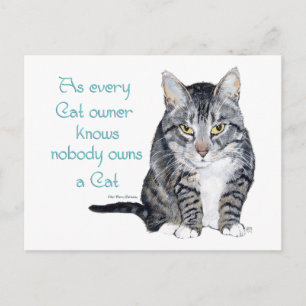 Carte Postale Sagesse de chat - comme tout propriétaire de chat 