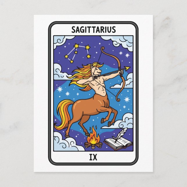 Carte Postale Sagittarius Zodiac Illustration Style Tarot (Devant)