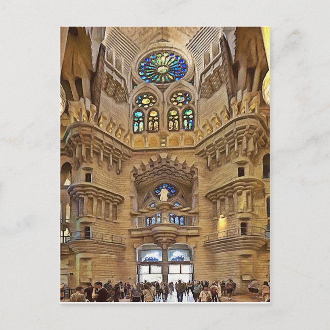 Carte Postale Sagrada Familia. Intérieur. Vue 32. (Devant)
