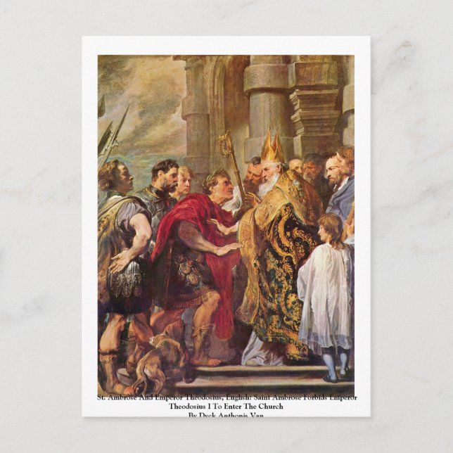 Carte Postale Saint Ambrose Et Empereur Théodosius (Devant)