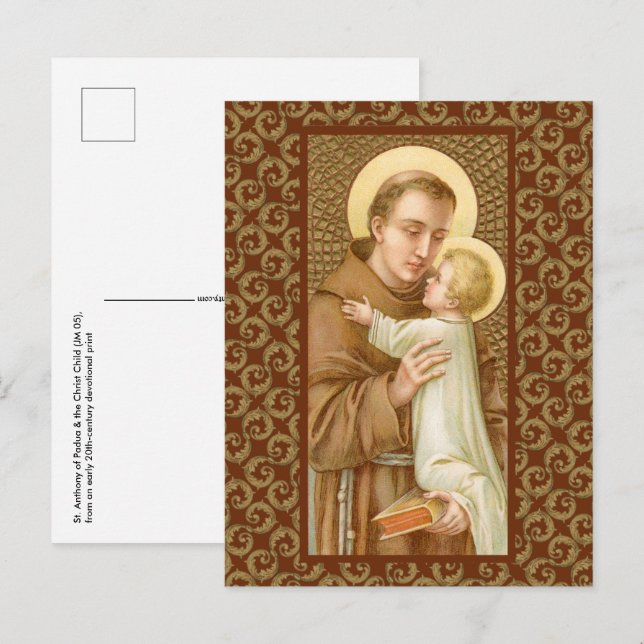 Carte Postale Saint Antoine de Padoue et le Christ Enfant (JM 05 (Devant / Derrière)
