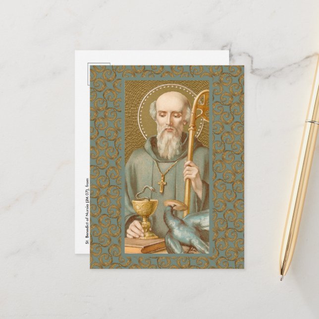 Carte Postale Saint Benoît de Nursie (JM 07) (Devant/Arrière en situation)