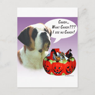 Carte Postale Saint Bernard Halloween Candy