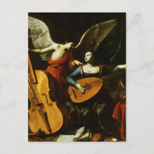Carte Postale Saint Cecilia et l'ange par Carlo Saraceni