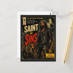 Carte Postale Saint des Péchés Faux Couverture de Livre Jésus