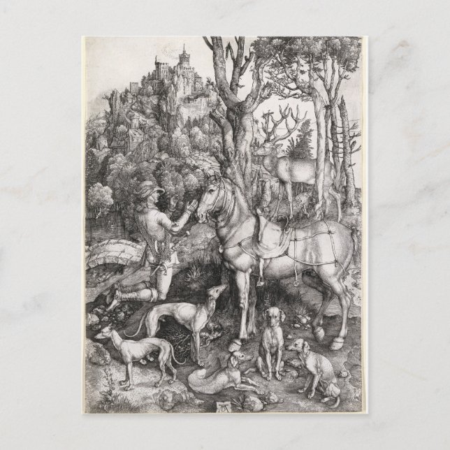 Carte Postale Saint Eustace Engraving par Albrecht Durer (Devant)