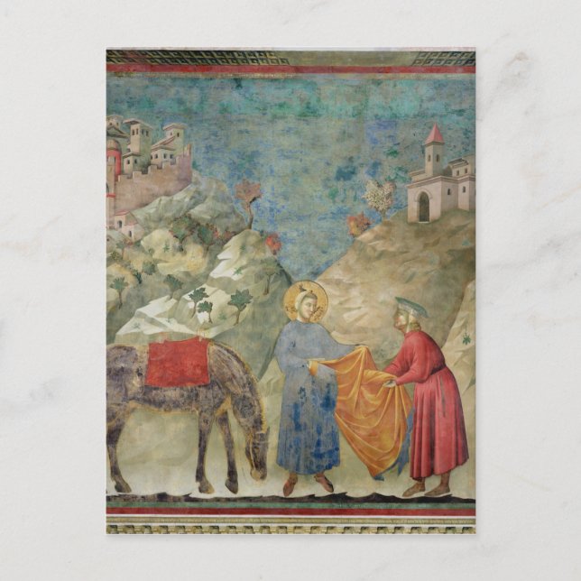 Carte Postale Saint François donne son manteau à un étranger (Devant)
