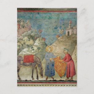 Carte Postale Saint François donne son manteau à un étranger