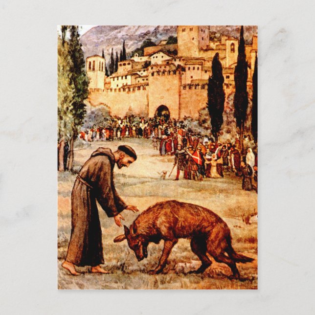 Carte Postale Saint François et le loup (Devant)