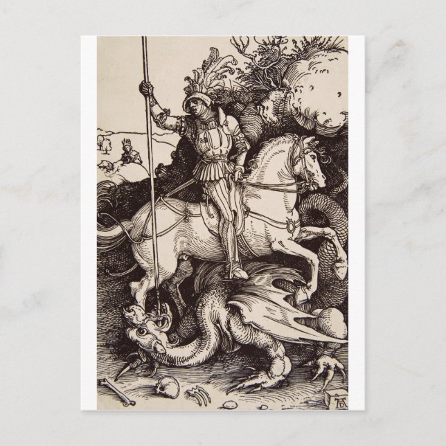 Carte Postale Saint George et le Dragon par Durer (Devant)