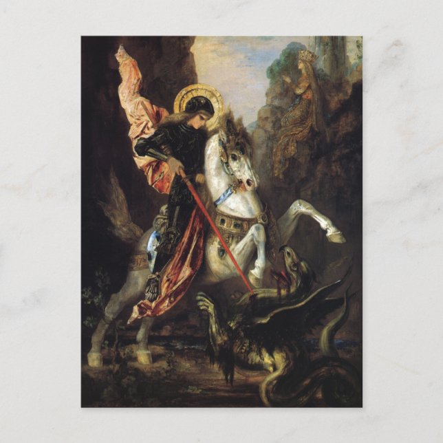 Carte Postale Saint George & le Dragon Gustave Moreau Art (Devant)