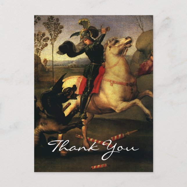 Carte Postale Saint-Georges de Raphaël combattant le dragon (Devant)