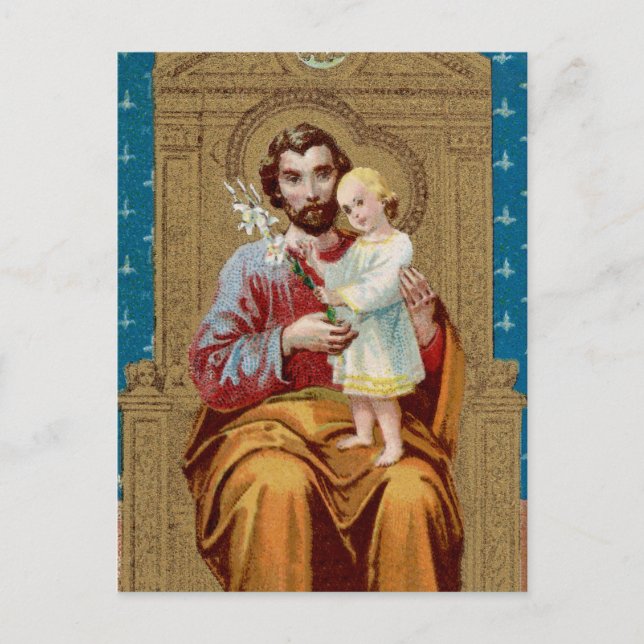 Carte Postale Saint-Joseph avec enfant Jésus-Christ (Devant)