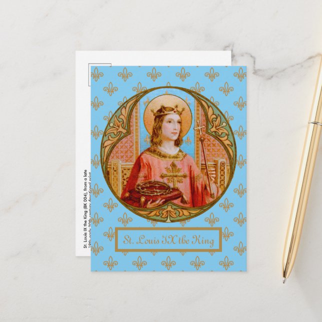 Carte Postale Saint Louis IX le roi (BK 004) (Devant/Arrière en situation)