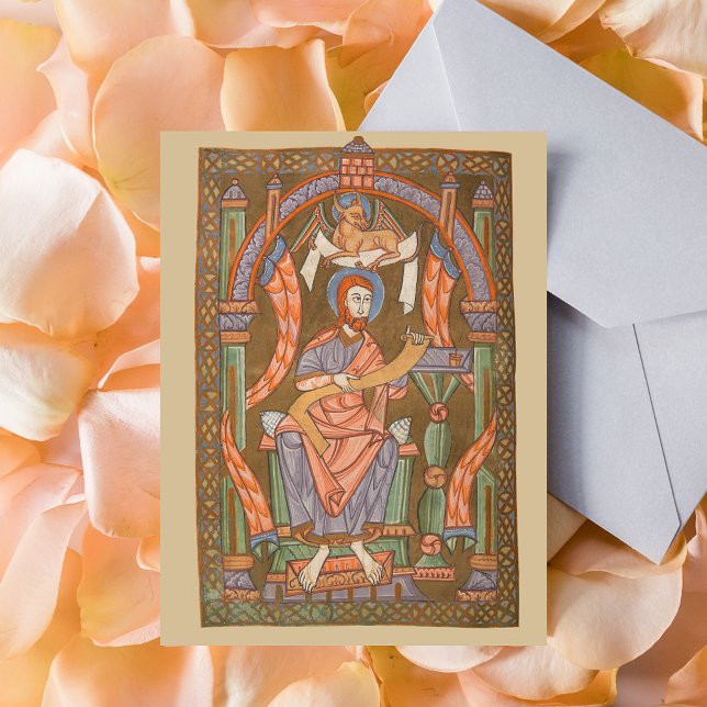 Carte Postale Saint Luc la Bible chrétienne médiévale évangéliqu (Saint Luke the Evangelist Medieval Christian Bible Postcard)
