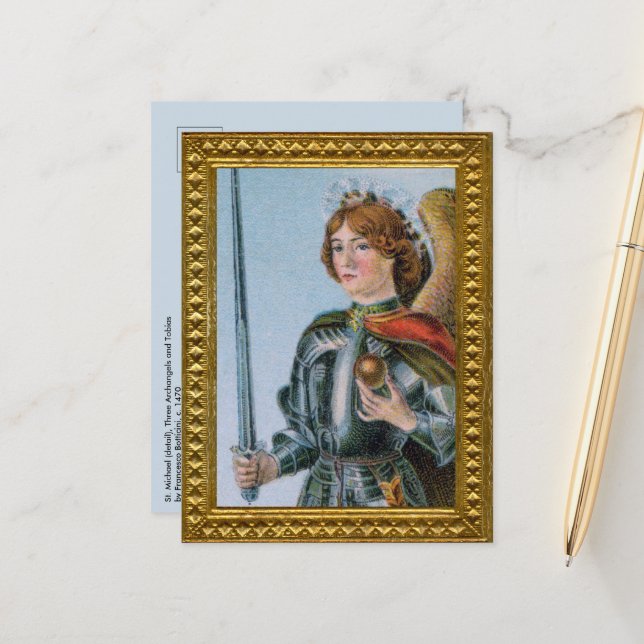 Carte Postale Saint Michel Archange (détail; M 017) (Devant/Arrière en situation)
