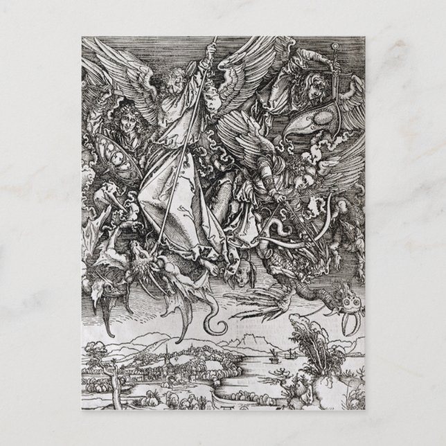 Carte Postale Saint Michel et le Dragon, d'un latin (Devant)